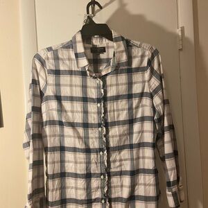 Banana Republic Blue and White Plaid Button-Down Shirt